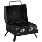 Barbecue gaz de Table transportable Pieds Pliables - 2 brûleurs 5 KW - Barbecue gaz de Camping - Grille de